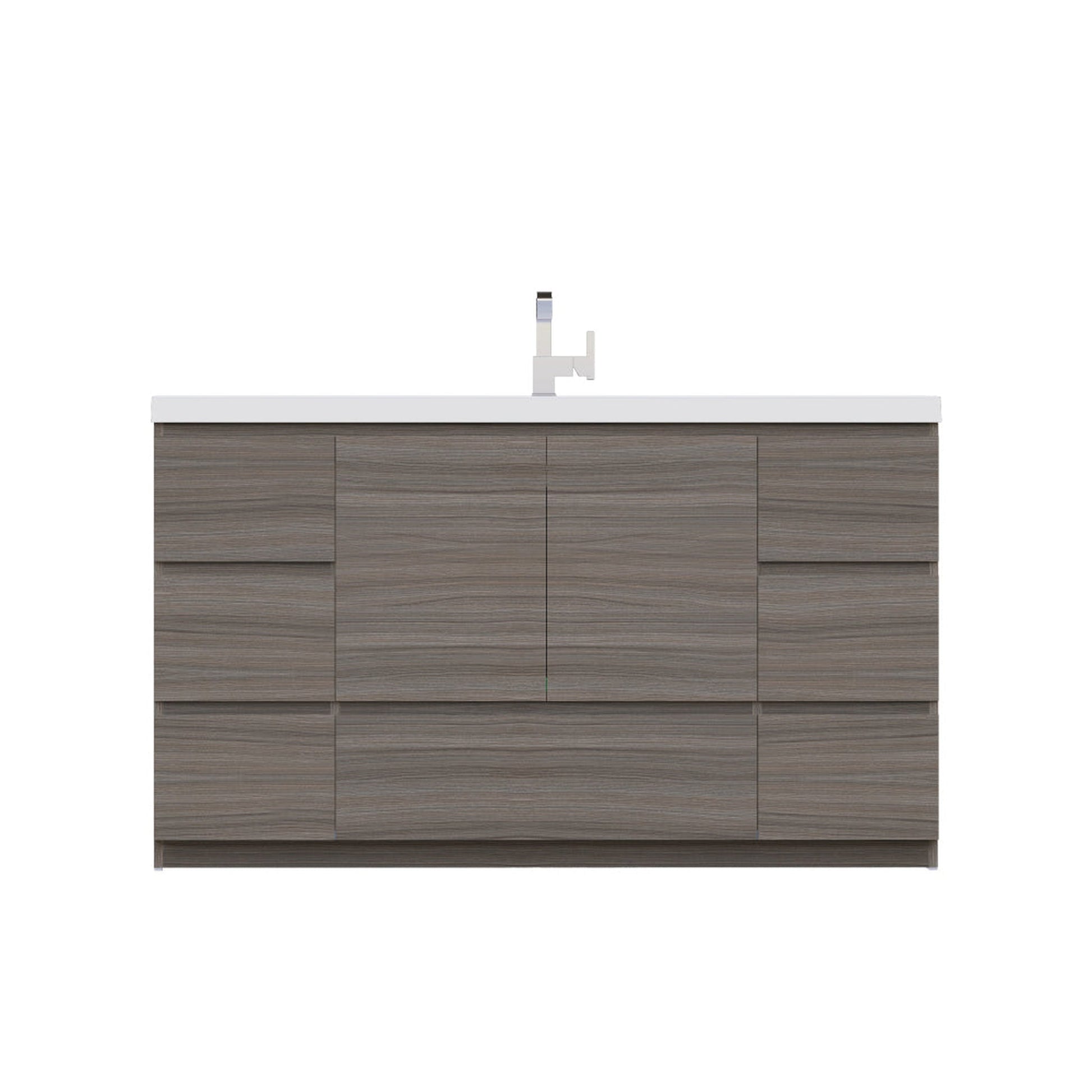 Alya Bath Paterno 60" Single Gray Modern Freestanding Single Bathroom Vanity With Acrylic Top and Integrated  Sink - AB-MOA60S-G - Backyard Provider