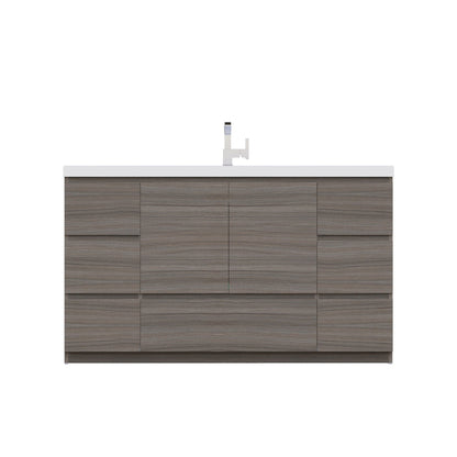 Alya Bath Paterno 60" Single Gray Modern Freestanding Single Bathroom Vanity With Acrylic Top and Integrated  Sink - AB-MOA60S-G - Backyard Provider