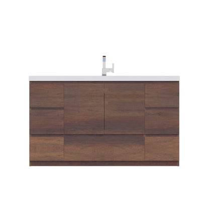 Alya Bath Paterno 60" Single Rosewood Modern Freestanding  Bathroom Vanity With Acrylic Top and Integrated Sink - AB-MOA60S-RW - Backyard Provider