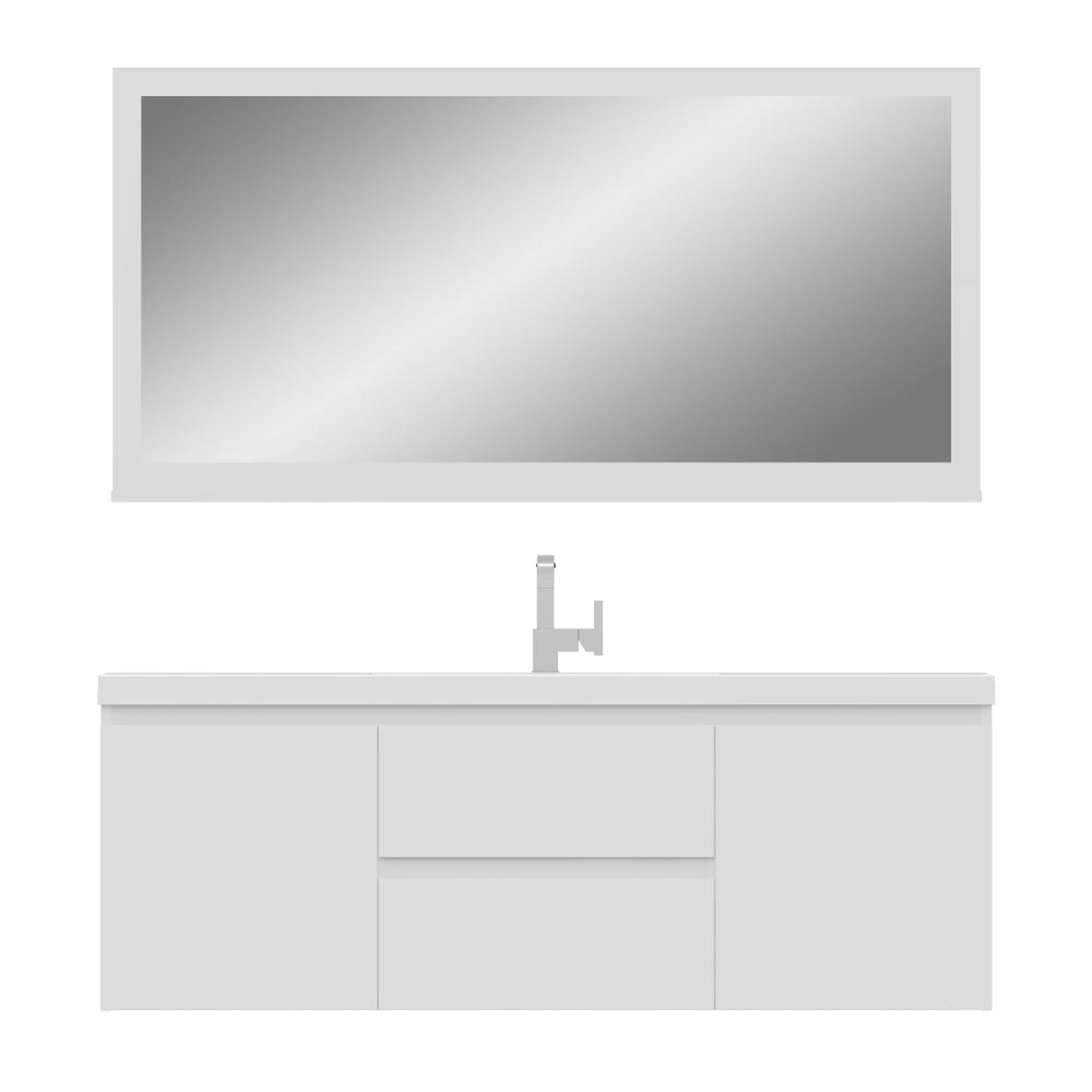 Alya Bath Paterno 60" Single White Modern Wall Mounted  Bathroom Vanity With Acrylic Top and Integrated Sink - AB-MOF60S-W - Backyard Provider