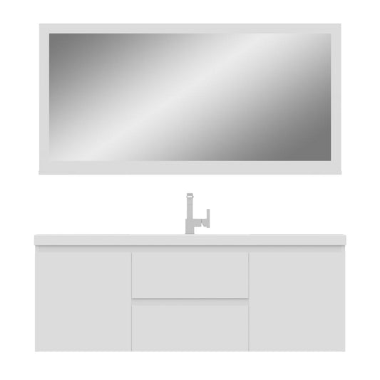 Alya Bath Paterno 60" Single White Modern Wall Mounted  Bathroom Vanity With Acrylic Top and Integrated Sink - AB-MOF60S-W - Backyard Provider