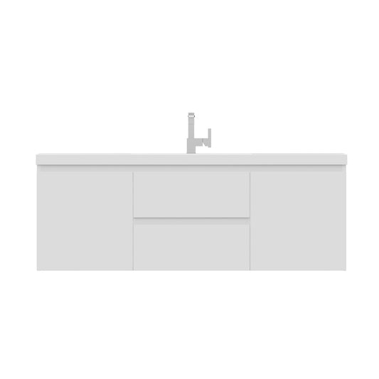Alya Bath Paterno 60" Single White Modern Wall Mounted  Bathroom Vanity With Acrylic Top and Integrated Sink - AB-MOF60S-W - Backyard Provider