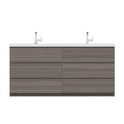 Alya Bath Paterno 72" Double Gray Modern Freestanding  Bathroom Vanity With Acrylic Top and Integrated  Sink - AB-MOA72D-G - Backyard Provider