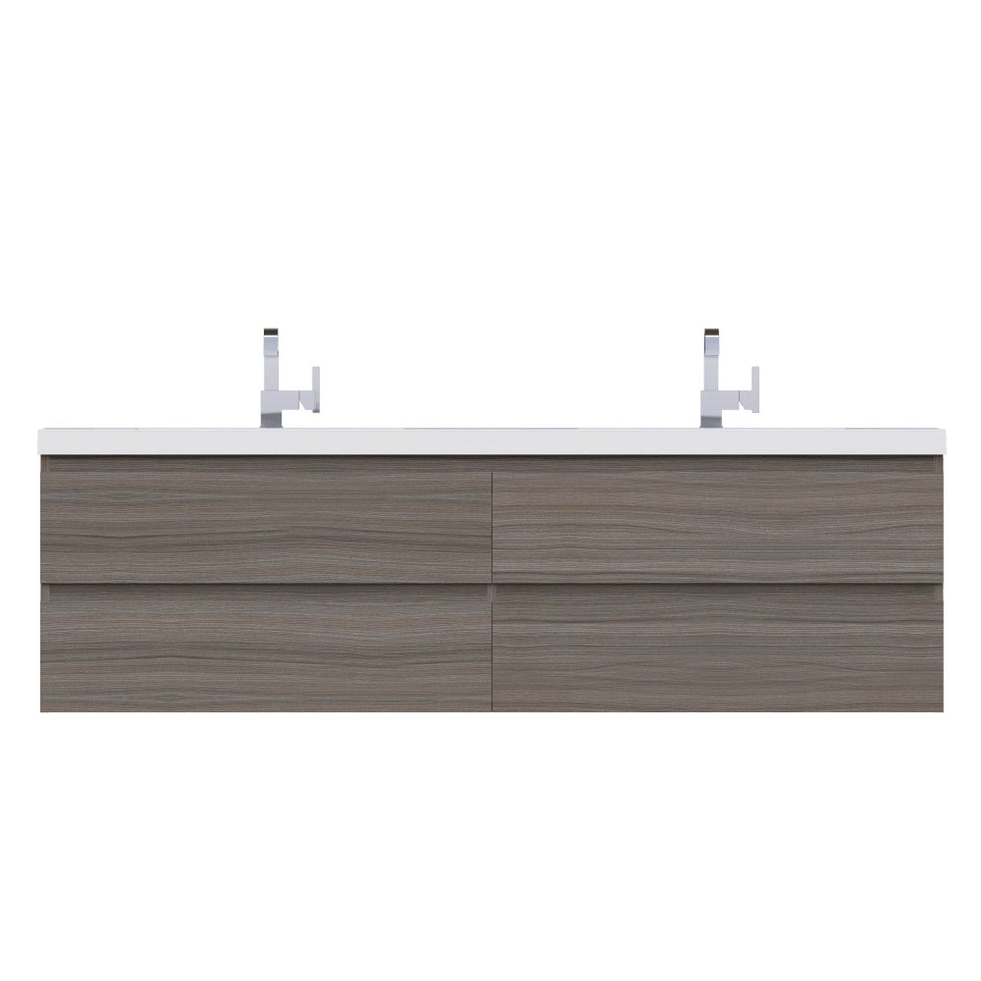 Alya Bath Paterno 72" Double Gray Modern Wall Mounted  Bathroom Vanity With Acrylic Top and Integrated Sink - AB-MOF72D-G - Backyard Provider