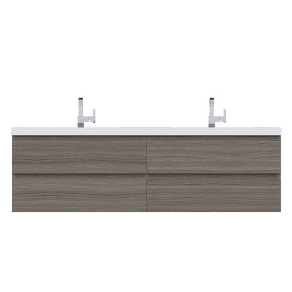 Alya Bath Paterno 72" Double Gray Modern Wall Mounted  Bathroom Vanity With Acrylic Top and Integrated Sink - AB-MOF72D-G - Backyard Provider