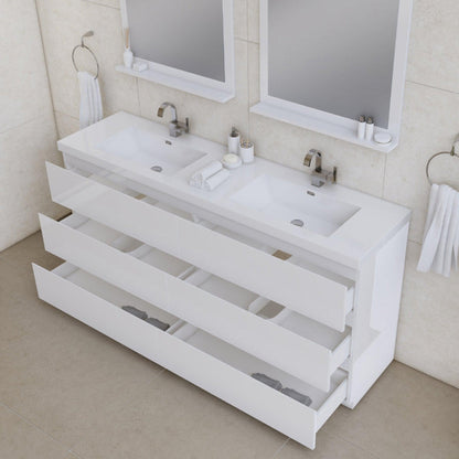 Alya Bath Paterno 72" Double White Modern Freestanding  Bathroom Vanity With Acrylic Top and Integrated Sink - AB-MOA72D-W - Backyard Provider