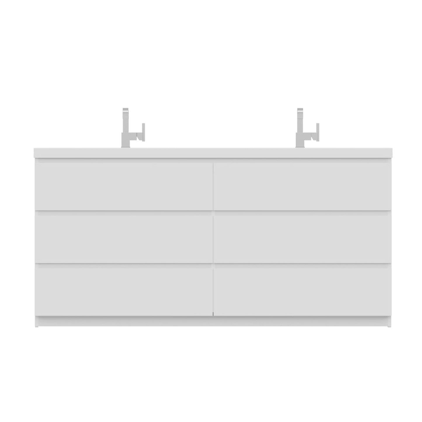 Alya Bath Paterno 72" Double White Modern Freestanding  Bathroom Vanity With Acrylic Top and Integrated Sink - AB-MOA72D-W - Backyard Provider