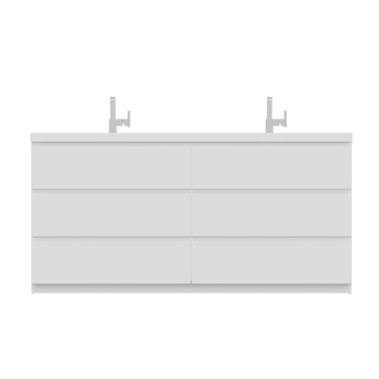 Alya Bath Paterno 72" Double White Modern Freestanding  Bathroom Vanity With Acrylic Top and Integrated Sink - AB-MOA72D-W - Backyard Provider