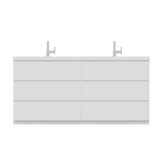 Alya Bath Paterno 72" Double White Modern Freestanding  Bathroom Vanity With Acrylic Top and Integrated Sink - AB-MOA72D-W - Backyard Provider