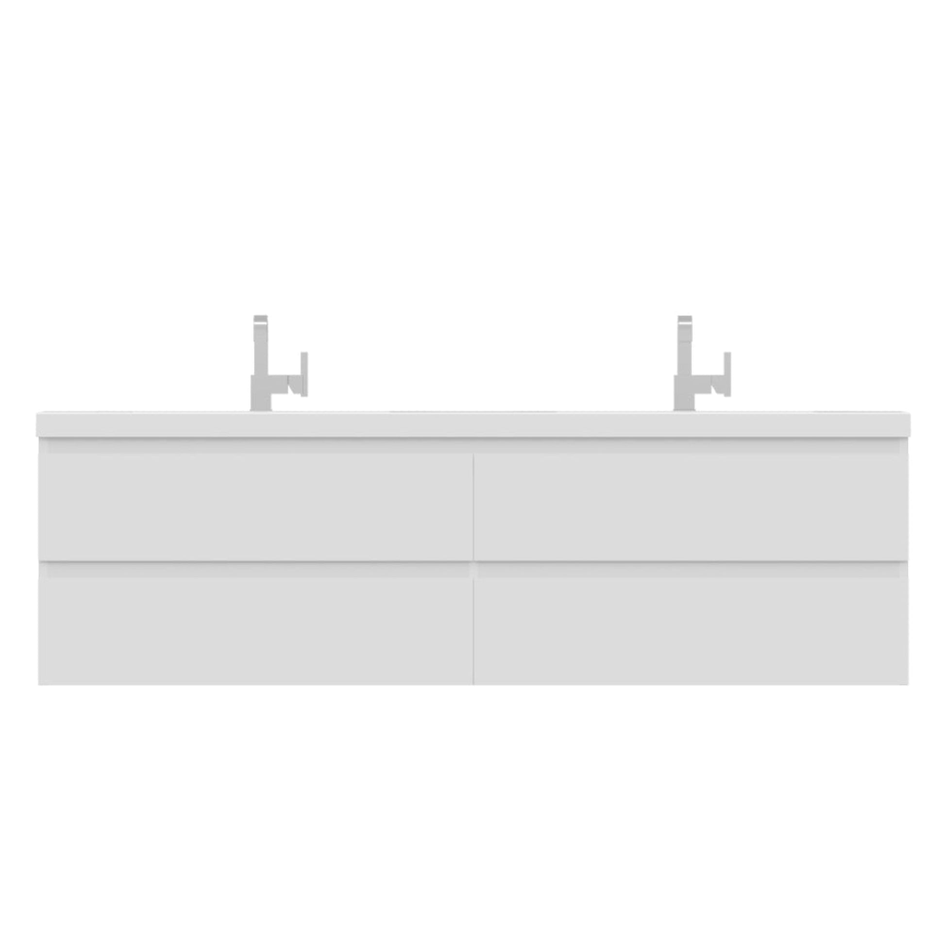 Alya Bath Paterno 72" Double White Modern Wall Mounted  Bathroom Vanity With Acrylic Top and Integrated Sink - AB-MOF72D-W - Backyard Provider