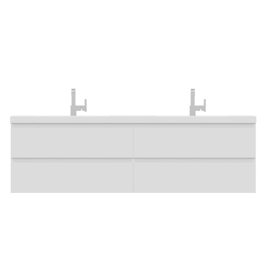 Alya Bath Paterno 72" Double White Modern Wall Mounted  Bathroom Vanity With Acrylic Top and Integrated Sink - AB-MOF72D-W - Backyard Provider