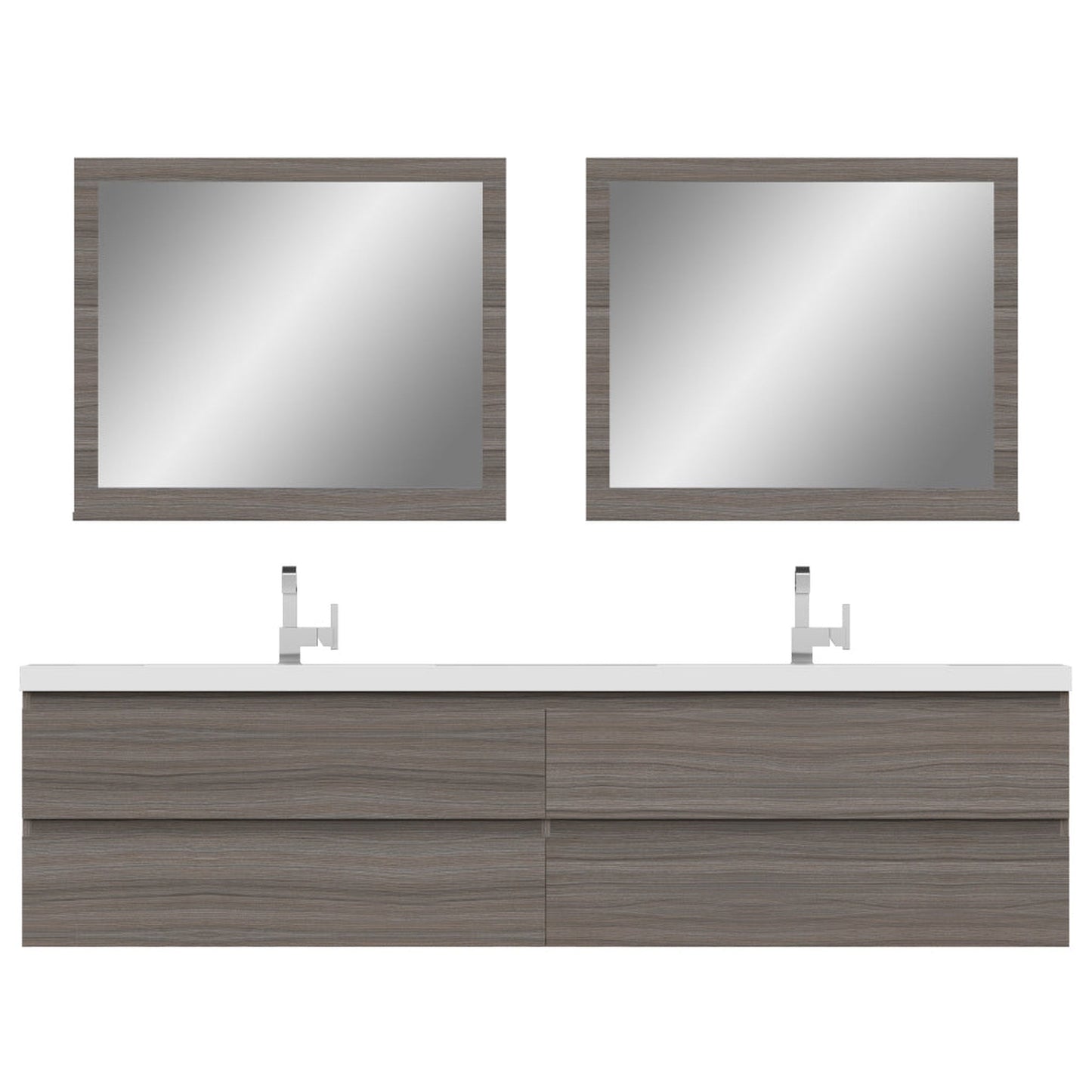 Alya Bath Paterno 84" Double Gray Modern Wall Mounted  Bathroom Vanity With Acrylic Top and Integrated Sink - AB-MOF84D-G - Backyard Provider