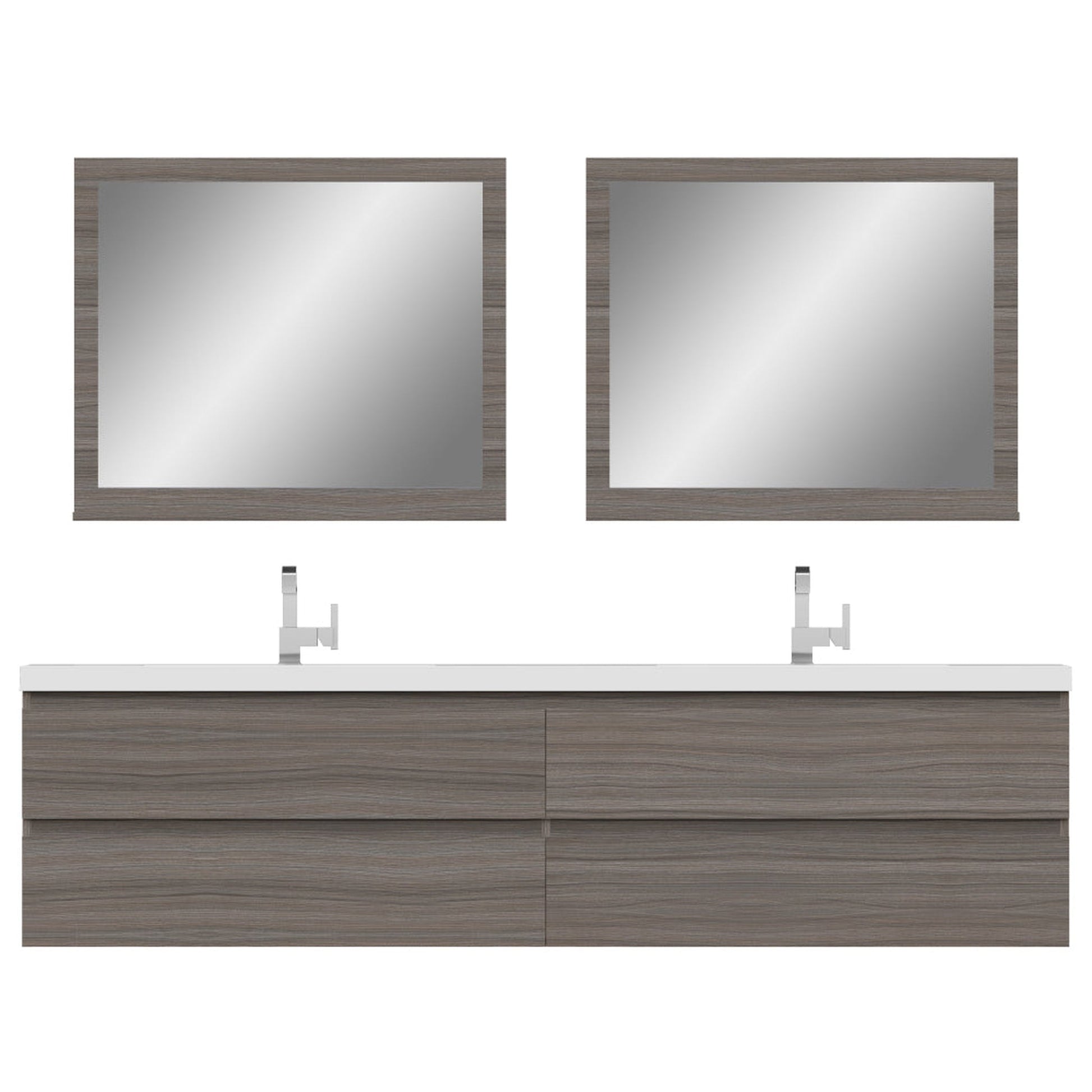 Alya Bath Paterno 84" Double Gray Modern Wall Mounted  Bathroom Vanity With Acrylic Top and Integrated Sink - AB-MOF84D-G - Backyard Provider