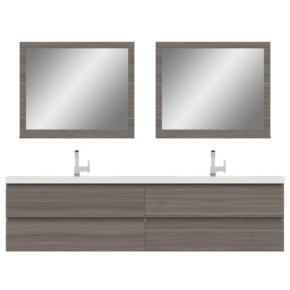 Alya Bath Paterno 84" Double Gray Modern Wall Mounted  Bathroom Vanity With Acrylic Top and Integrated Sink - AB-MOF84D-G - Backyard Provider