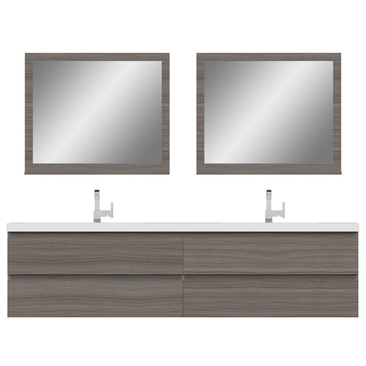 Alya Bath Paterno 84" Double Gray Modern Wall Mounted  Bathroom Vanity With Acrylic Top and Integrated Sink - AB-MOF84D-G - Backyard Provider