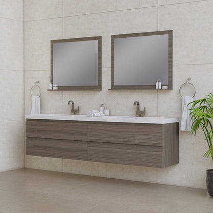 Alya Bath Paterno 84" Double Gray Modern Wall Mounted  Bathroom Vanity With Acrylic Top and Integrated Sink - AB-MOF84D-G - Backyard Provider