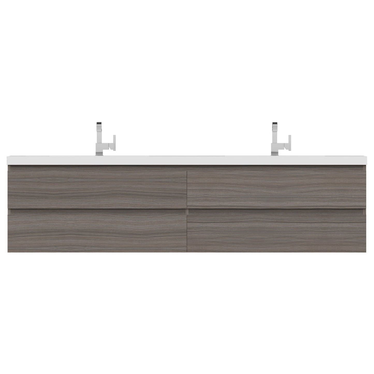Alya Bath Paterno 84" Double Gray Modern Wall Mounted  Bathroom Vanity With Acrylic Top and Integrated Sink - AB-MOF84D-G - Backyard Provider