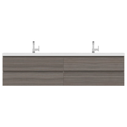 Alya Bath Paterno 84" Double Gray Modern Wall Mounted  Bathroom Vanity With Acrylic Top and Integrated Sink - AB-MOF84D-G - Backyard Provider