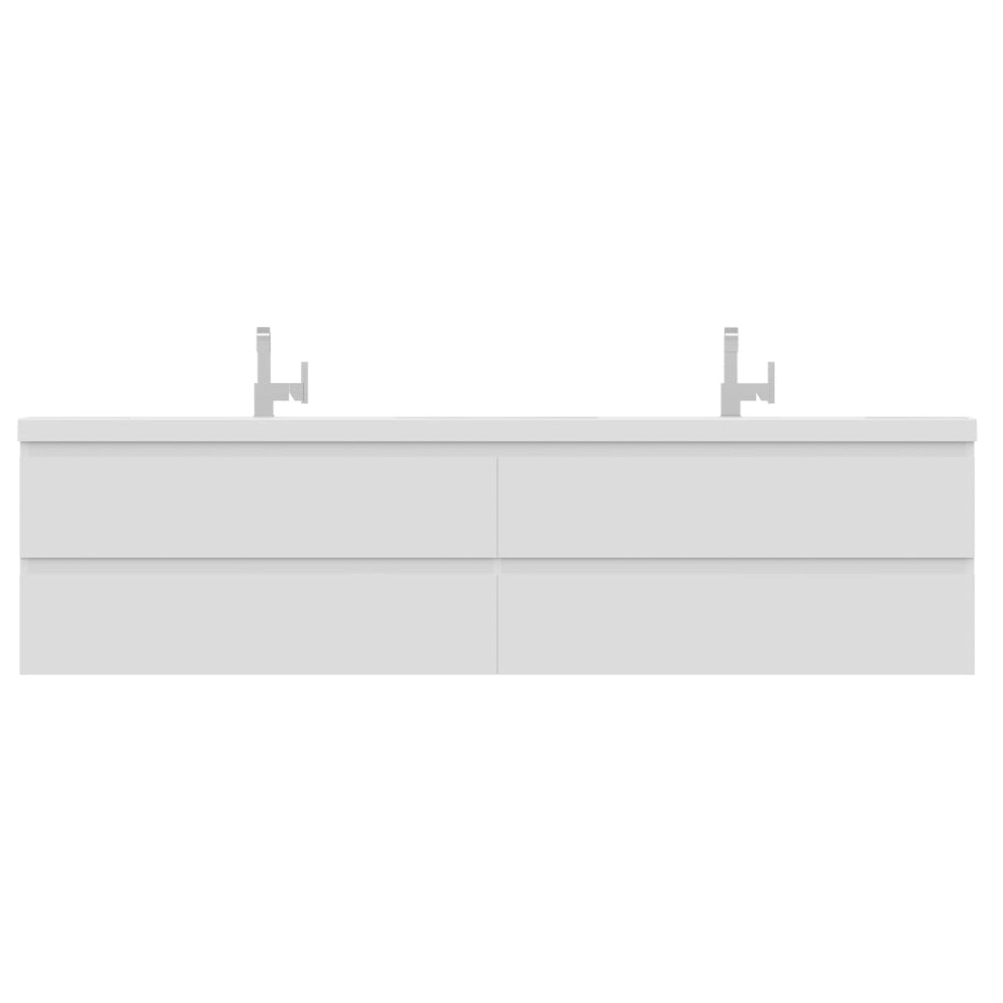 Alya Bath Paterno 84" Double  White Modern Wall Mounted Bathroom Vanity With Acrylic Top and Integrated Sink - AB-MOF84D-W - Backyard Provider