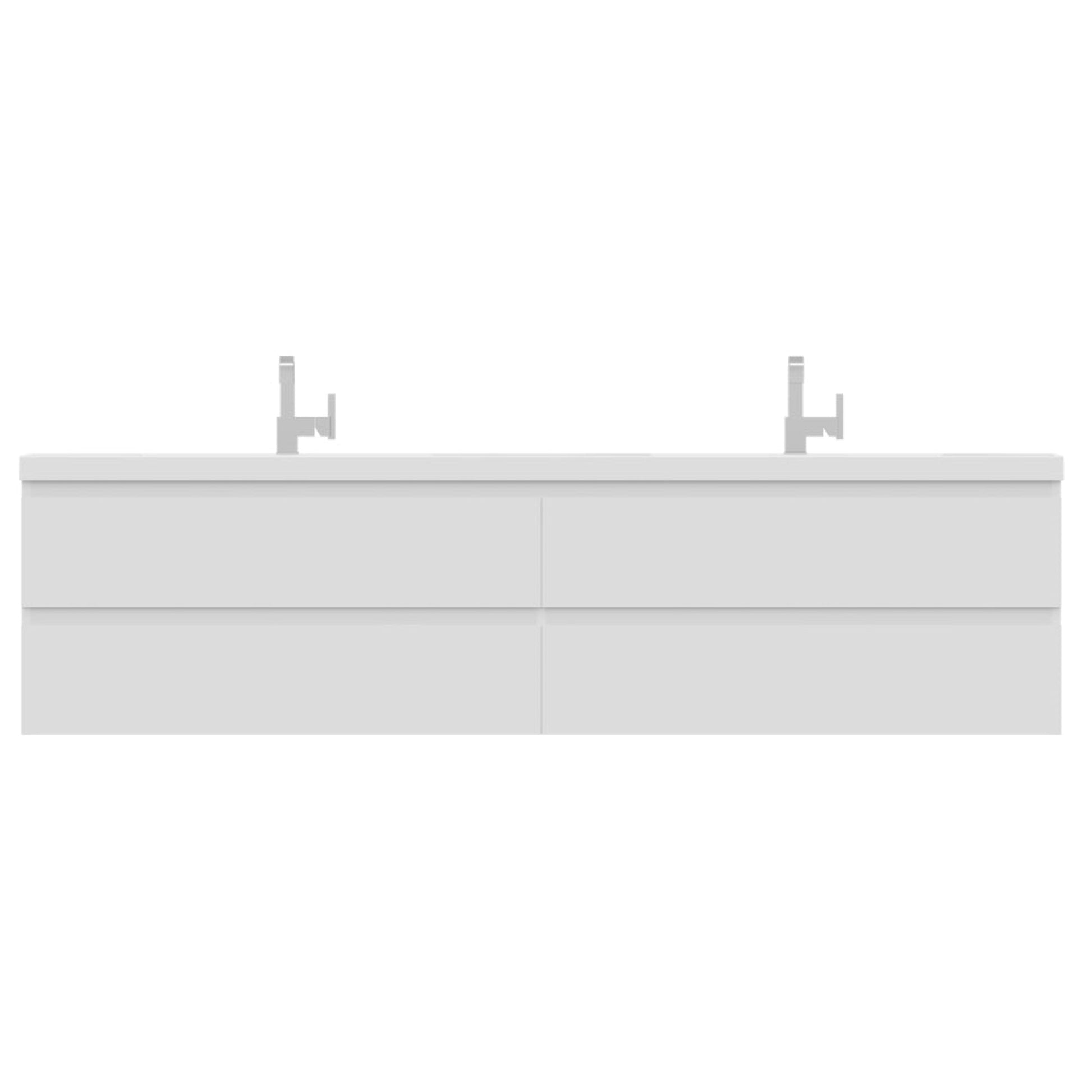 Alya Bath Paterno 84" Double  White Modern Wall Mounted Bathroom Vanity With Acrylic Top and Integrated Sink - AB-MOF84D-W - Backyard Provider