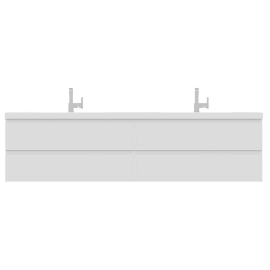 Alya Bath Paterno 84" Double  White Modern Wall Mounted Bathroom Vanity With Acrylic Top and Integrated Sink - AB-MOF84D-W - Backyard Provider