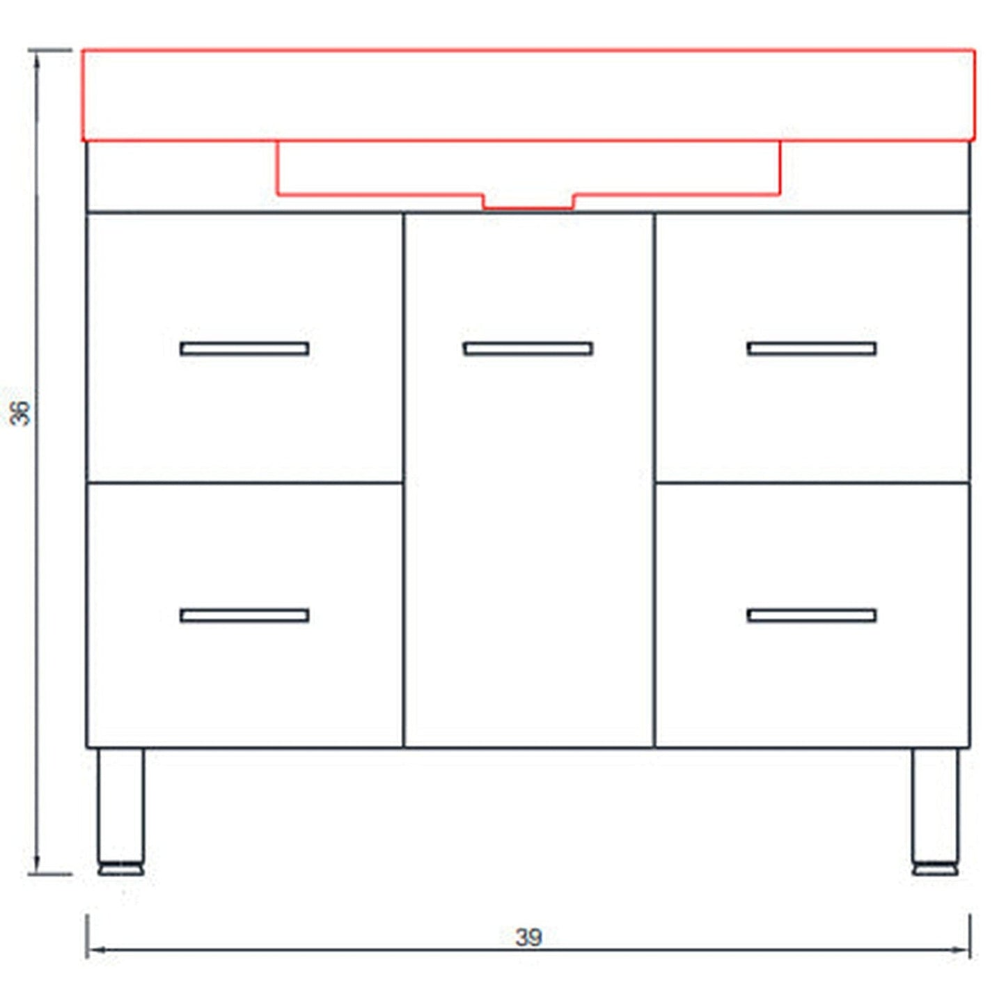 Alya Bath Ripley  39" Single Black Modern Freestanding  Bathroom Vanity With Integrated Acrylic Top, Acrylic Sink and Wall Mounted Mirror - AT-8041-B+AT-36-M-B - Backyard Provider