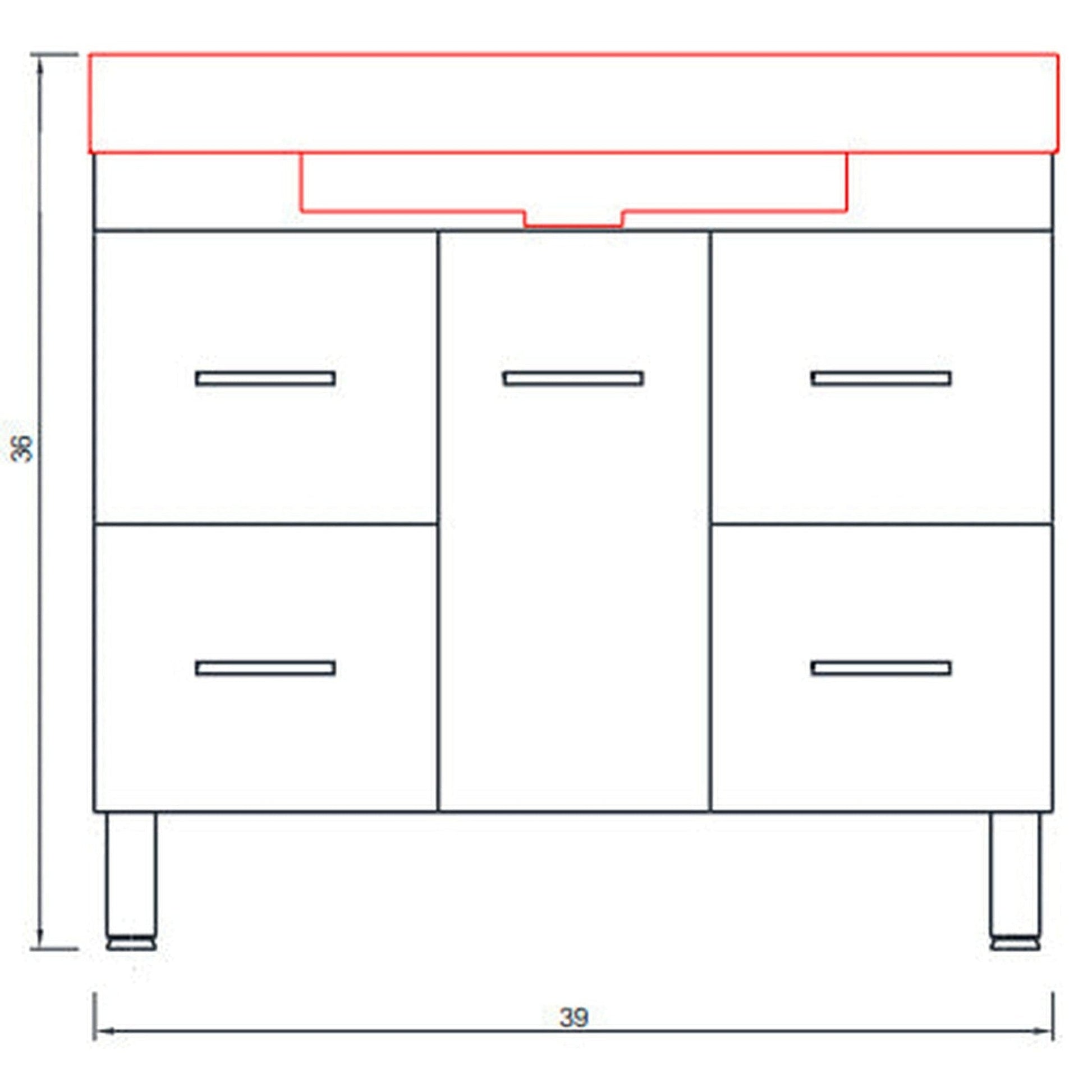 Alya Bath Ripley  39" Single Gray Modern Freestanding  Bathroom Vanity With Integrated Acrylic Top, Acrylic Sink and Wall Mounted Mirror - AT-8041-G+AT-36-M-G - Backyard Provider