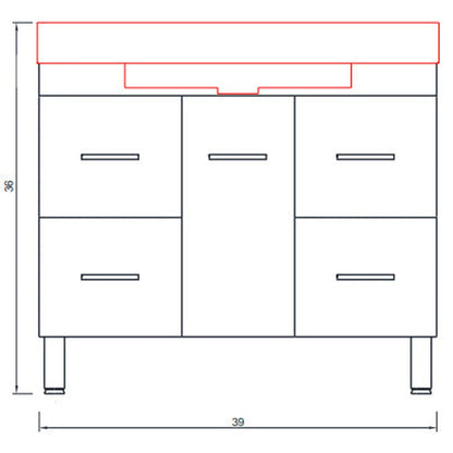 Alya Bath Ripley  39" Single Gray Modern Freestanding  Bathroom Vanity With Integrated Acrylic Top, Acrylic Sink and Wall Mounted Mirror - AT-8041-G+AT-36-M-G - Backyard Provider