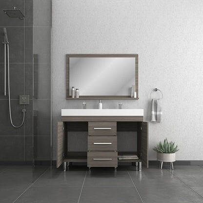Alya Bath Ripley  48" Double Gray Modern Freestanding  Bathroom Vanity With Integrated Acrylic Top, Acrylic Sink and Wall Mounted Mirror - AT-8048-G-D+AT-48-M-G - Backyard Provider