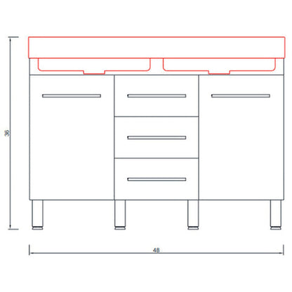 Alya Bath Ripley  48" Double Gray Modern Freestanding  Bathroom Vanity With Integrated Acrylic Top, Acrylic Sink and Wall Mounted Mirror - AT-8048-G-D+AT-48-M-G - Backyard Provider
