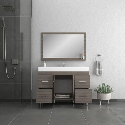 Alya Bath Ripley 48" Single Gray Modern Freestanding  Bathroom Vanity With Integrated Acrylic Top, Acrylic Sink and Wall Mounted Mirror - AT-8042-G+AT-48-M-G - Backyard Provider