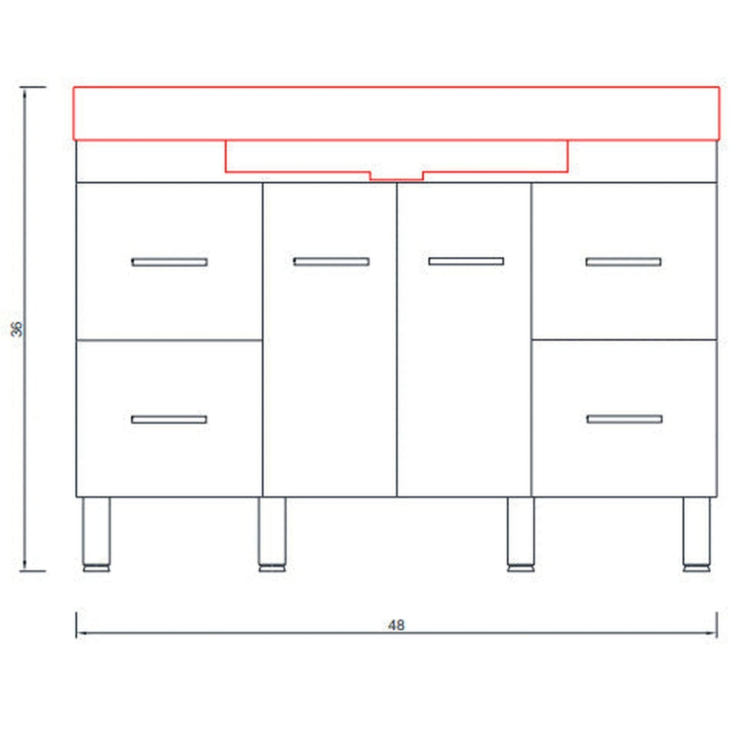 Alya Bath Ripley 48" Single Gray Modern Freestanding  Bathroom Vanity With Integrated Acrylic Top, Acrylic Sink and Wall Mounted Mirror - AT-8042-G+AT-48-M-G - Backyard Provider