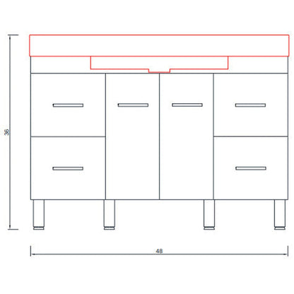 Alya Bath Ripley 48" Single Gray Modern Freestanding  Bathroom Vanity With Integrated Acrylic Top, Acrylic Sink and Wall Mounted Mirror - AT-8042-G+AT-48-M-G - Backyard Provider