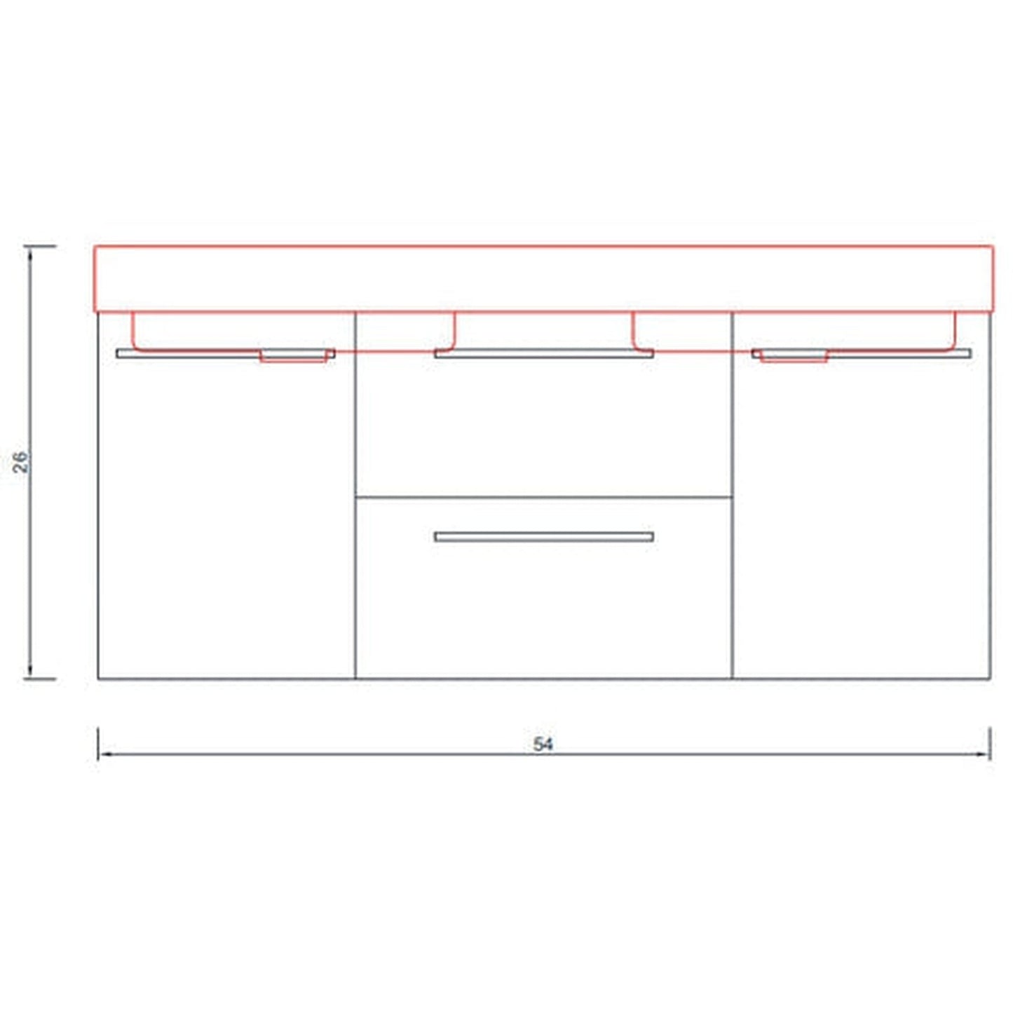 Alya Bath Ripley  54" Double Gray Modern Wall Mounted  Bathroom Vanity With Integrated Acrylic Top, Acrylic Sink and Wall Mounted Mirror - AT-8047-G-D+AT-48-M-G - Backyard Provider