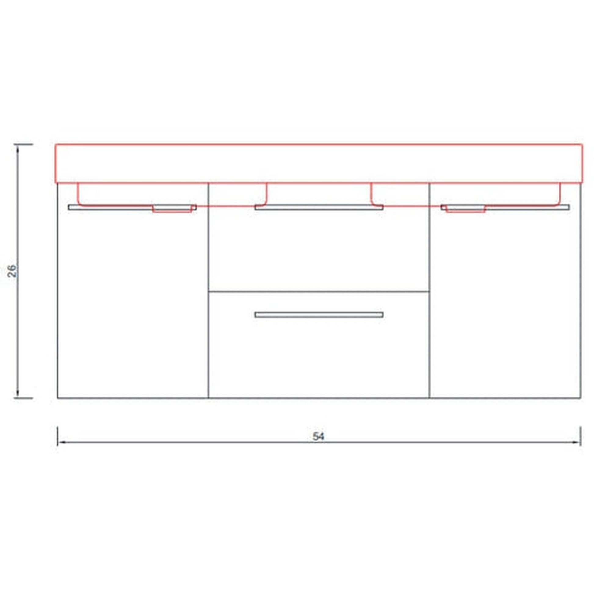 Alya Bath Ripley  54" Double Gray Modern Wall Mounted  Bathroom Vanity With Integrated Acrylic Top, Acrylic Sink and Wall Mounted Mirror - AT-8047-G-D+AT-48-M-G - Backyard Provider