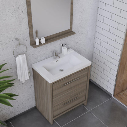 Alya Bath Sortino 30" Single Gray Modern Freestanding  Bathroom Vanity With Acrylic Top and Integrated  Sink - AB-MD630-G - Backyard Provider