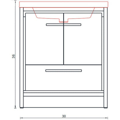 Alya Bath Sortino 30" Single Gray Modern Freestanding  Bathroom Vanity With Acrylic Top and Integrated  Sink - AB-MD630-G - Backyard Provider