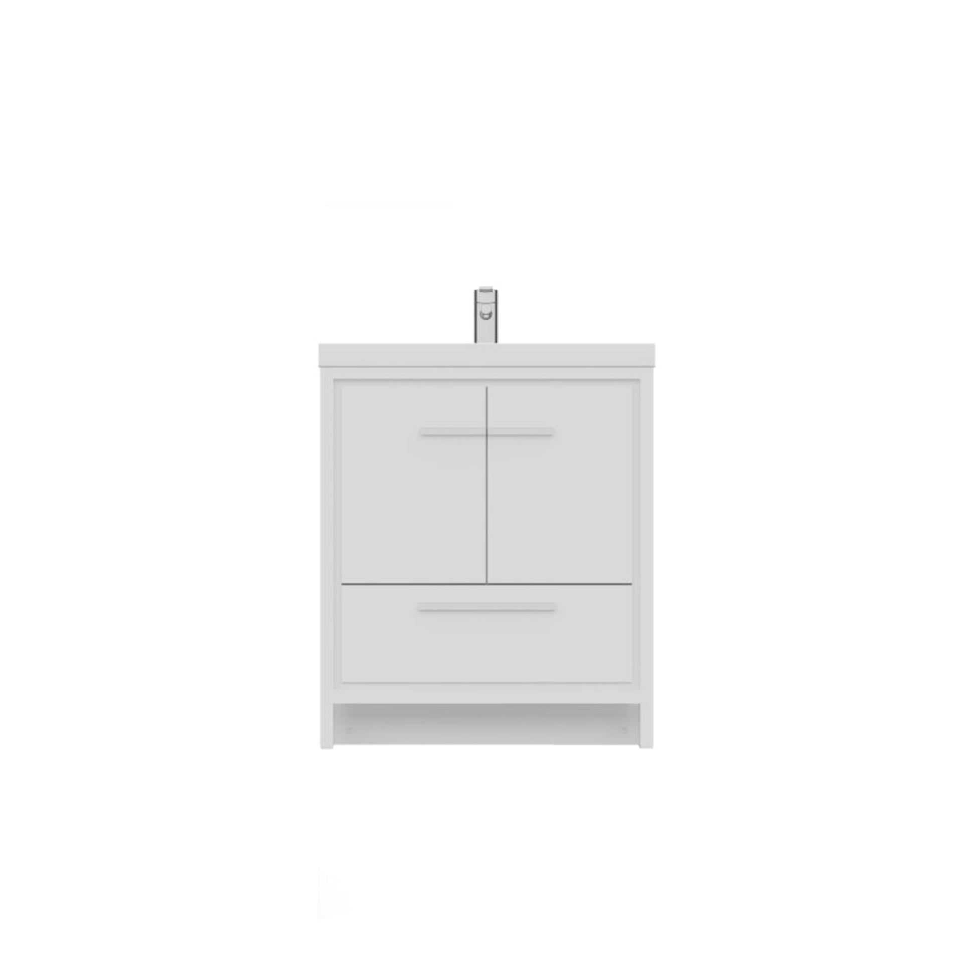 Alya Bath Sortino 30" Single White Modern Freestanding  Bathroom Vanity With Acrylic Top and Integrated Sink - AB-MD630-W - Backyard Provider