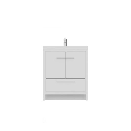Alya Bath Sortino 30" Single White Modern Freestanding  Bathroom Vanity With Acrylic Top and Integrated Sink - AB-MD630-W - Backyard Provider