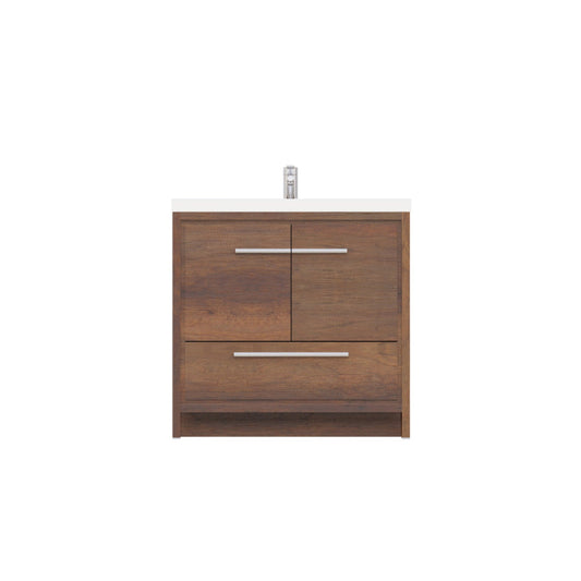 Alya Bath Sortino 36" Single Rosewood  Modern Freestanding Bathroom Vanity With Acrylic Top and Integrated Sink - AB-MD636-RW - Backyard Provider