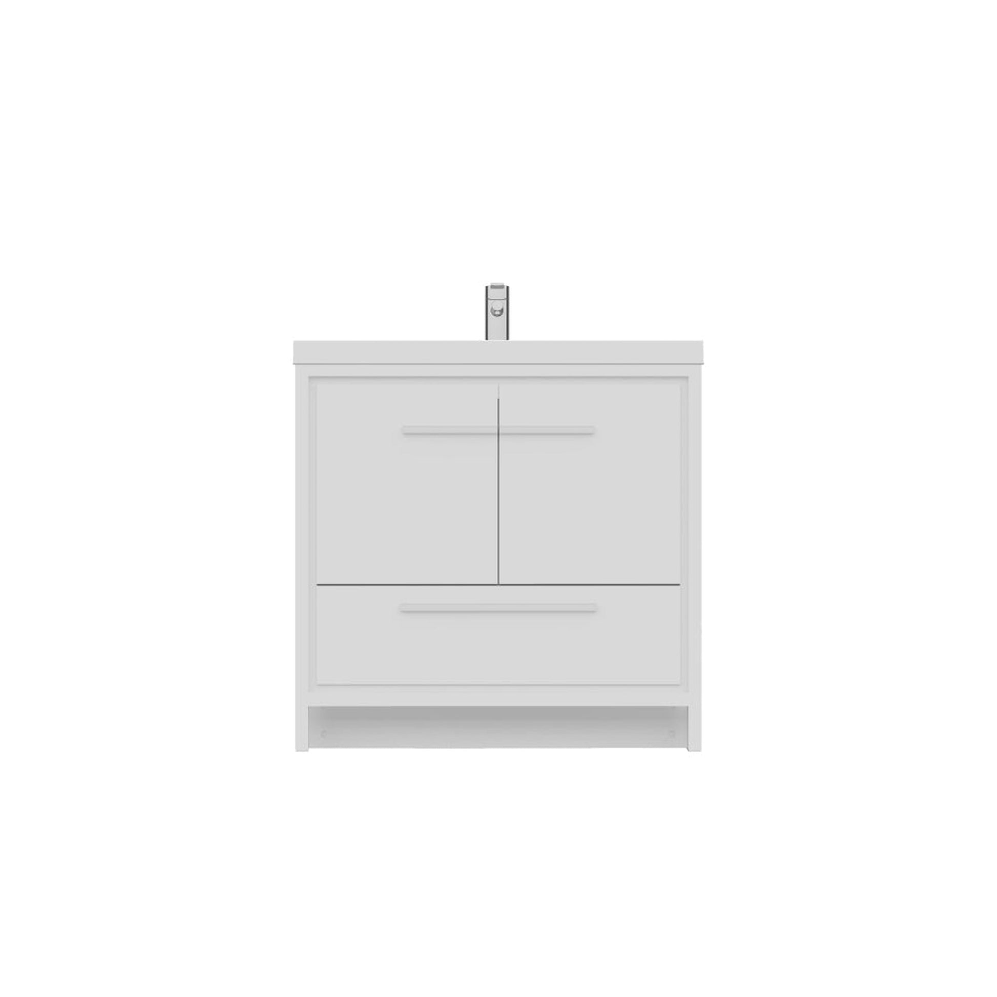 Alya Bath Sortino 36" Single White Modern Freestanding  Bathroom Vanity With Acrylic Top and Integrated Sink - AB-MD636-W - Backyard Provider