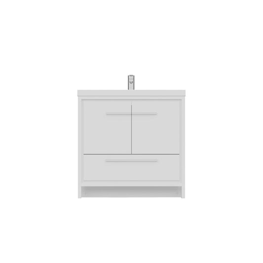 Alya Bath Sortino 36" Single White Modern Freestanding  Bathroom Vanity With Acrylic Top and Integrated Sink - AB-MD636-W - Backyard Provider