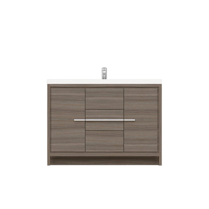 Alya Bath Sortino 48" Single Gray Modern Freestanding  Bathroom Vanity With Acrylic Top and Integrated  Sink - AB-MD648-G - Backyard Provider