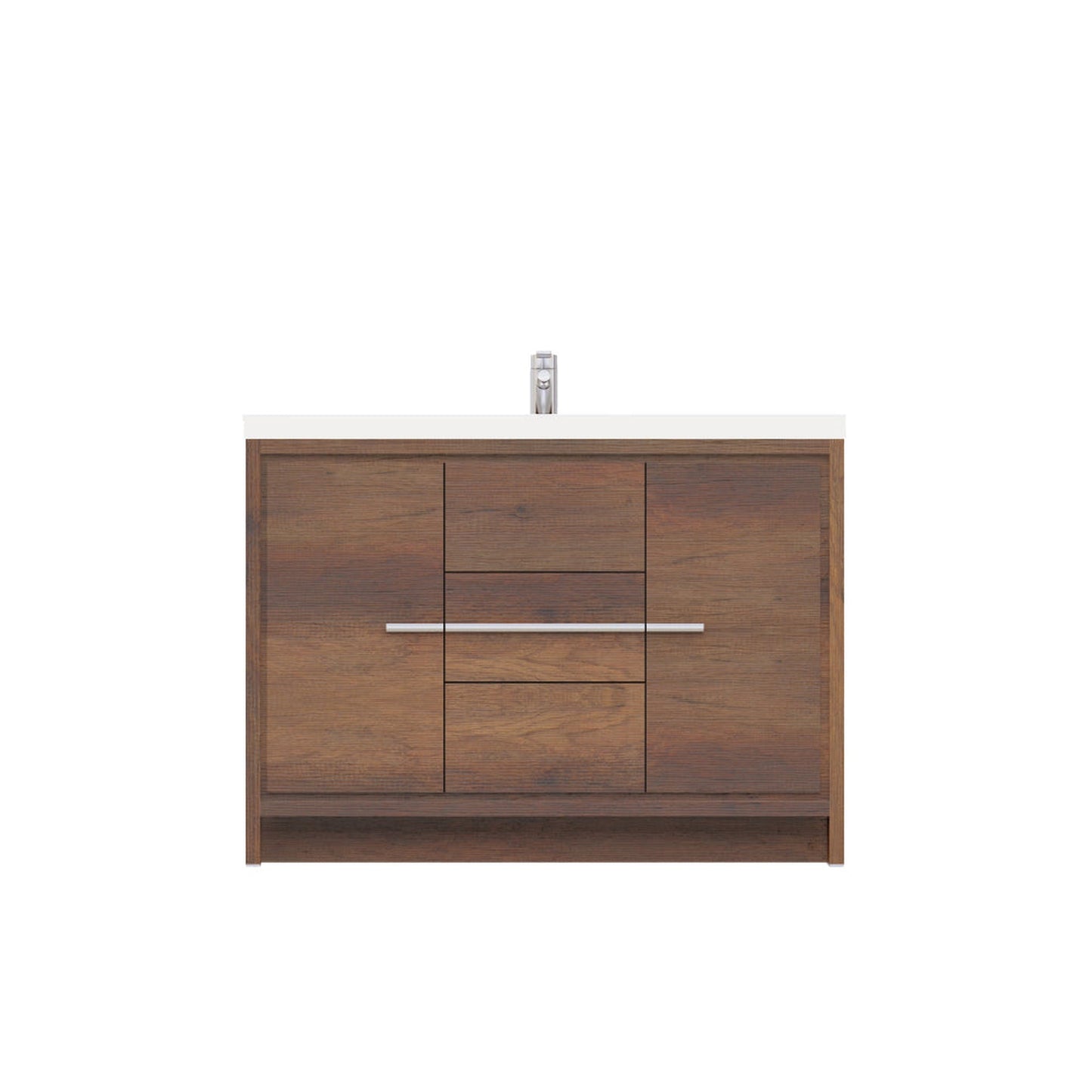 Alya Bath Sortino 48" Single Rosewood  Modern Freestanding  Bathroom Vanity With Acrylic Top and Integrated Sink - AB-MD648-RW - Backyard Provider