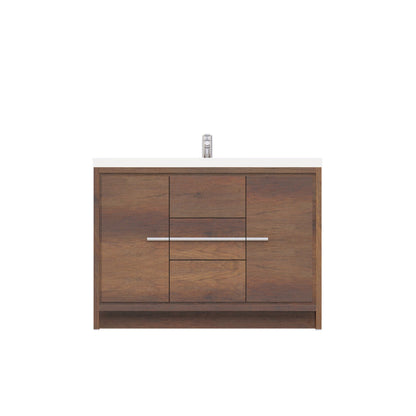 Alya Bath Sortino 48" Single Rosewood  Modern Freestanding  Bathroom Vanity With Acrylic Top and Integrated Sink - AB-MD648-RW - Backyard Provider