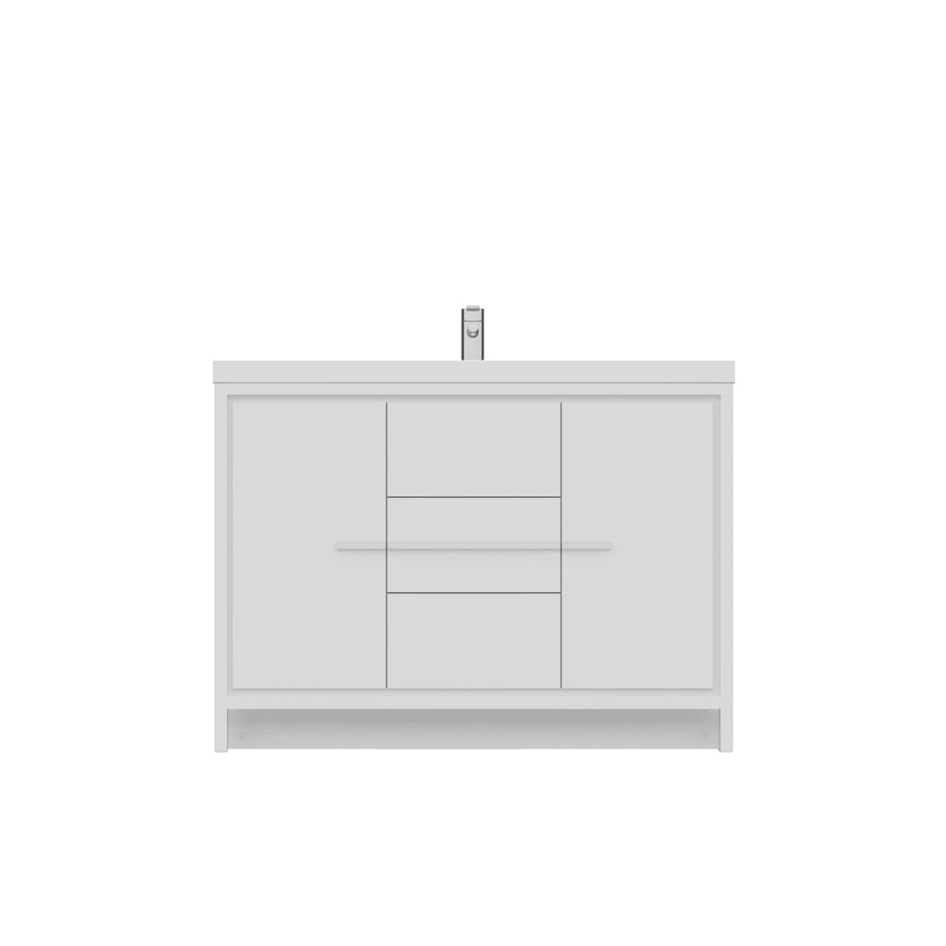 Alya Bath Sortino 48" Single White Modern Freestanding  Bathroom Vanity With Acrylic Top and Integrated Sink - AB-MD648-W - Backyard Provider