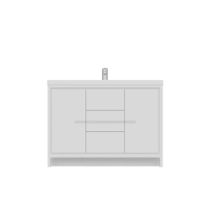 Alya Bath Sortino 48" Single White Modern Freestanding  Bathroom Vanity With Acrylic Top and Integrated Sink - AB-MD648-W - Backyard Provider