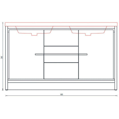 Alya Bath Sortino 60" Double Gray Modern Freestanding  Bathroom Vanity With Acrylic Top and Integrated  Sink - AB-MD660D-G - Backyard Provider