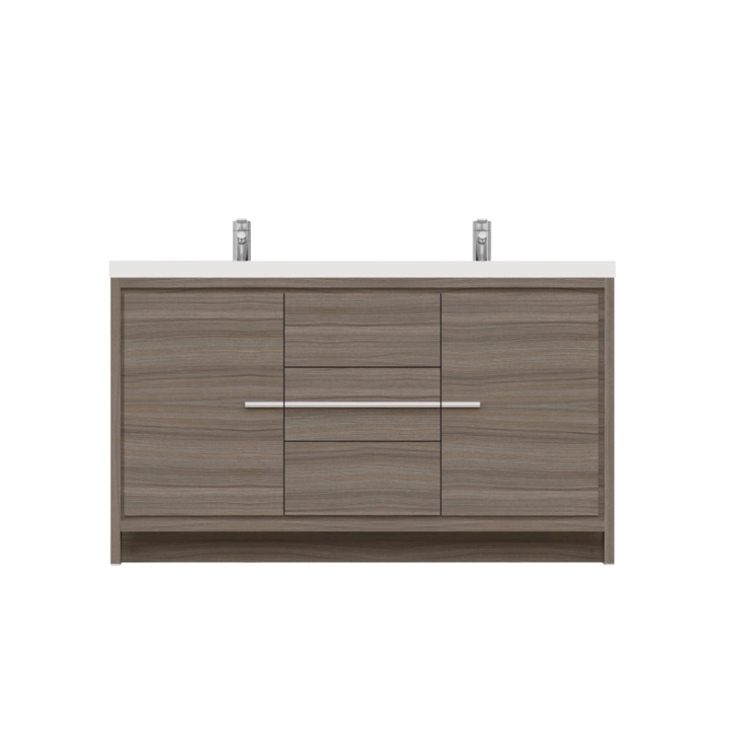 Alya Bath Sortino 60" Double Gray Modern Freestanding  Bathroom Vanity With Acrylic Top and Integrated  Sink - AB-MD660D-G - Backyard Provider