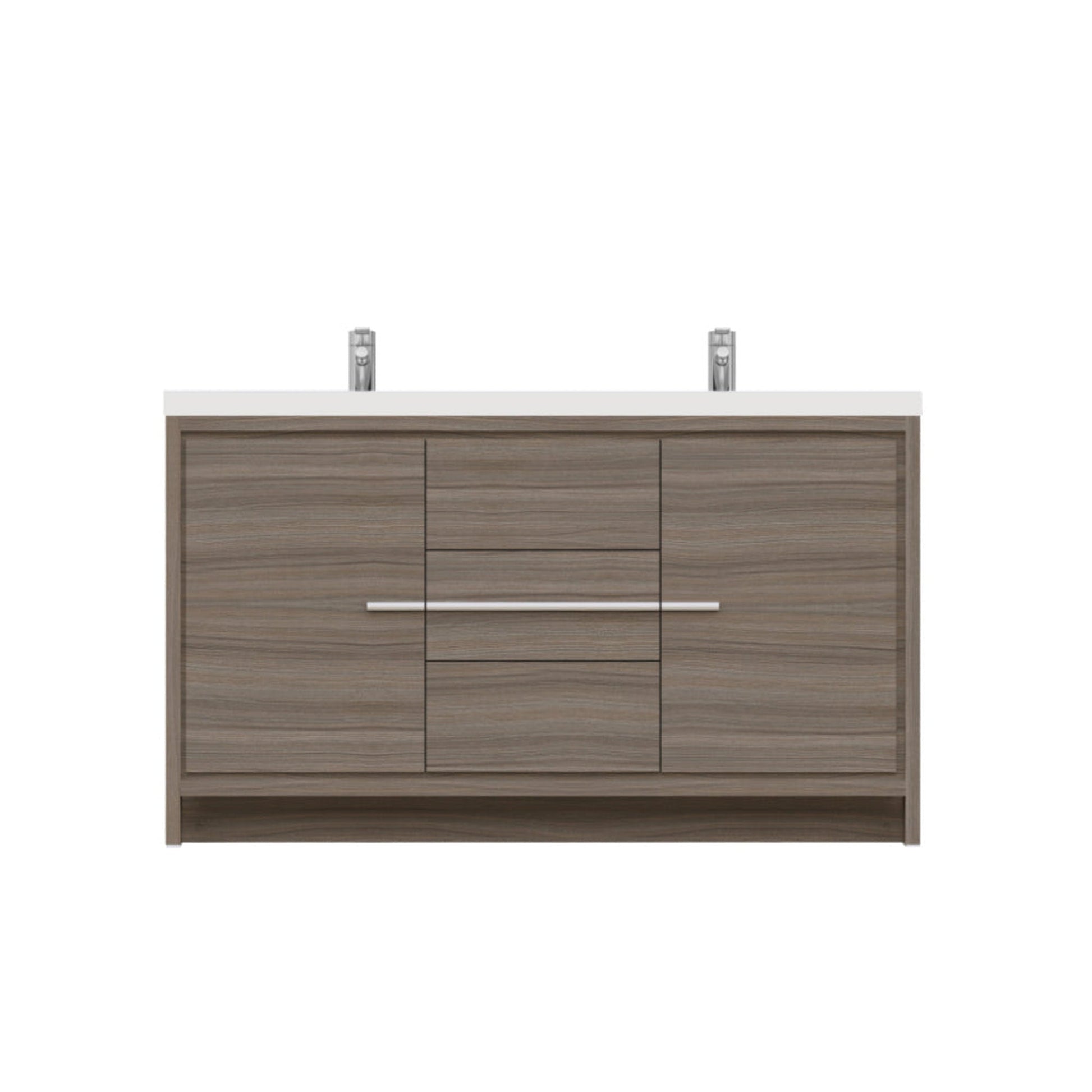 Alya Bath Sortino 60" Double Gray Modern Freestanding  Bathroom Vanity With Acrylic Top and Integrated  Sink - AB-MD660D-G - Backyard Provider